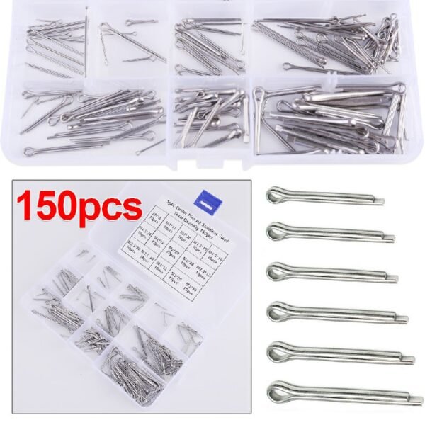 Complete 150-Piece Stainless Steel Cotter Pins Kit, Assorted Split Pins - Image 3