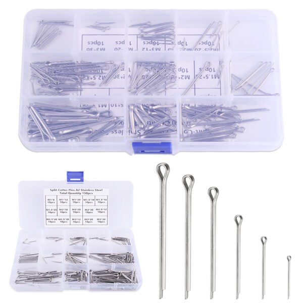 Complete 150-Piece Stainless Steel Cotter Pins Kit, Assorted Split Pins - Image 6