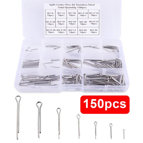 Complete 150-Piece Stainless Steel Cotter Pins Kit, Assorted Split Pins - Image 8