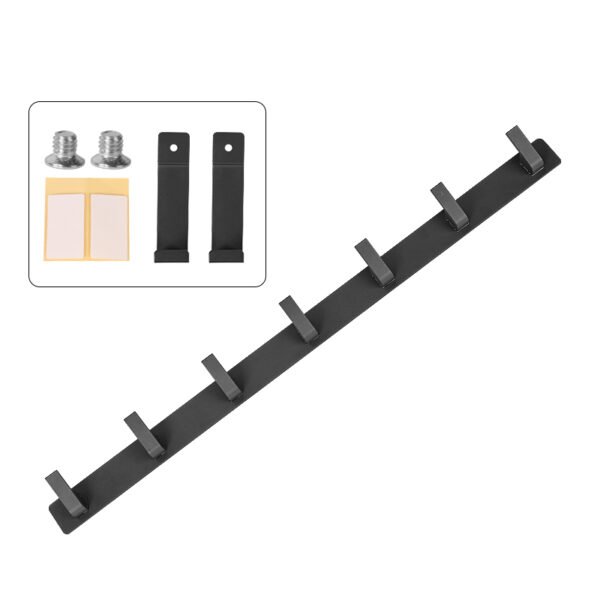 Over-Door Coat Hook Rack - 7-Hook Aluminum Alloy Hanger Grey - Image 2