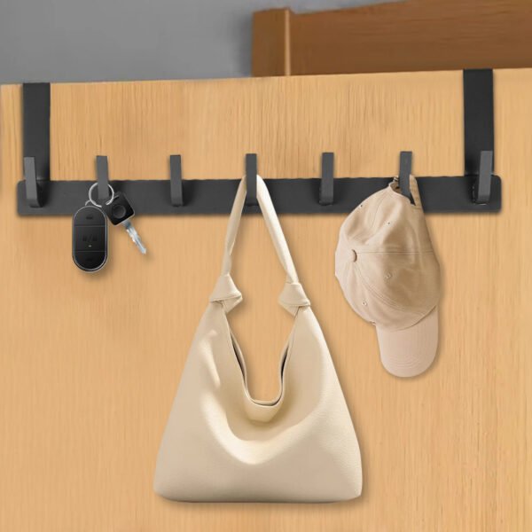 Over-Door Coat Hook Rack - 7-Hook Aluminum Alloy Hanger Grey - Image 8