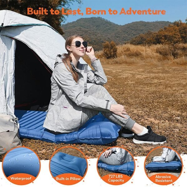 High-Quality Inflatable Camping Sleeping Mat with Pillow, Ultralight and Thick - Image 7