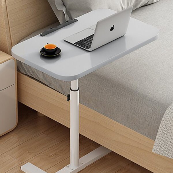 Grey Adjustable Overbed TableLlaptop, Rolling Hospital Bed Tray for Home and Medical Use