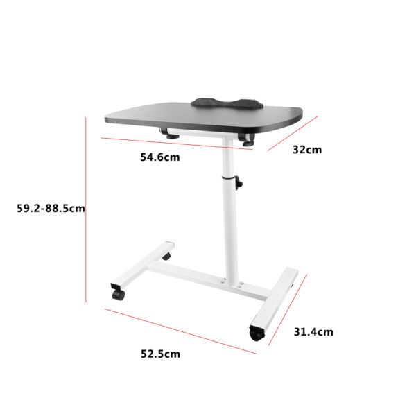 Grey Adjustable Overbed TableLlaptop, Rolling Hospital Bed Tray for Home and Medical Use - Image 2