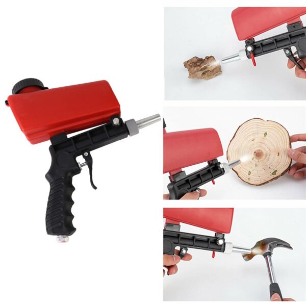 Air Sandblasting Gun, Handheld Sand Blaster for Rust Removal and Surface Cleaning - Black & Red - Image 7