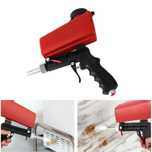 Air Sandblasting Gun, Handheld Sand Blaster for Rust Removal and Surface Cleaning - Black & Red - Image 5