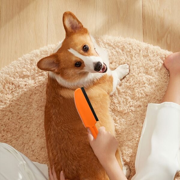 Rubber Broom with Squeegee for Pet Hair Removal, Carpet Rake - Black & Orange - Image 7