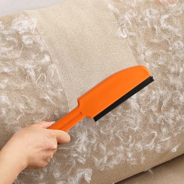 Rubber Broom with Squeegee for Pet Hair Removal, Carpet Rake - Black & Orange - Image 8