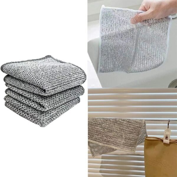 5 PCS Multipurpose Wire Dishwashing Rags, Wet and Dry Cleaner Dish Cloths - Image 11