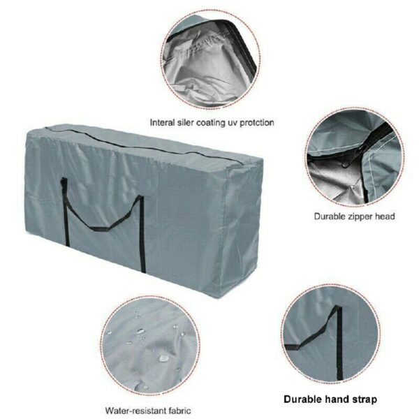 Heavy Duty Outdoor Cushion Storage Bag, Extra Large for Garden Furniture - Grey - Image 4