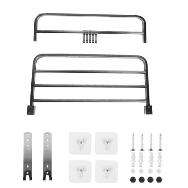 Foldable Double Towel Rail Holder, Wall Mounted Stainless Steel Bathroom Rack Shelf - Image 12