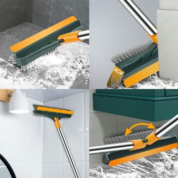 3-in-1 Floor Scrub Brush, Squeegee Mop with 120° Rotating Head - Grey - Image 6