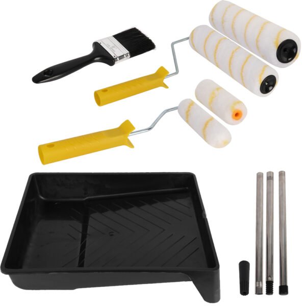 Paint Rollers with Extension Pole, Tray, and Brush for Wall and Ceiling Painting