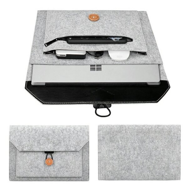 MacBook Pro 15.4 Inch and iPad Felt Sleeve, Protective Laptop Case - Grey - Image 7