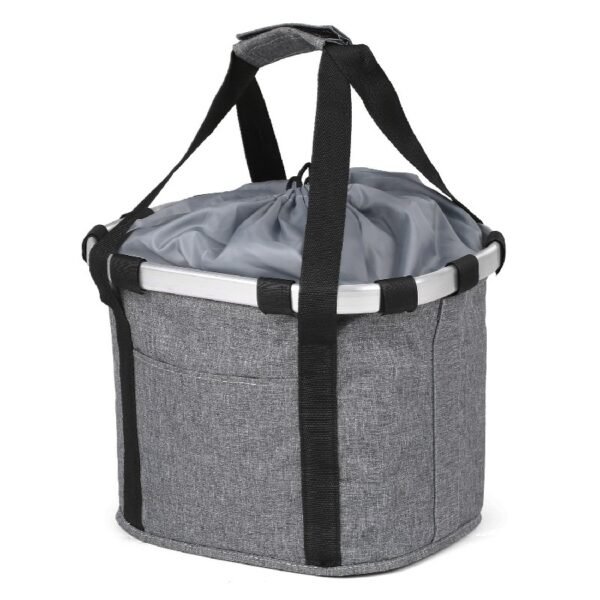 Oxford Cloth Bike Basket, Detachable Front Bicycle Basket with Pet Carrier and Aluminum Alloy Frame- Grey