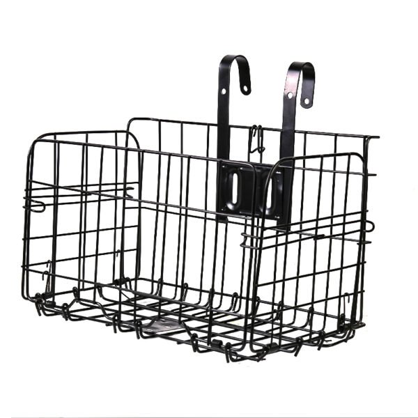 Metal Foldable Bike Basket - Handlebar or Rear Shopping Carrier - Black - Image 2