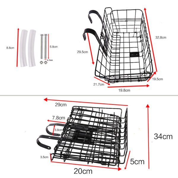 Metal Foldable Bike Basket - Handlebar or Rear Shopping Carrier - Black - Image 5