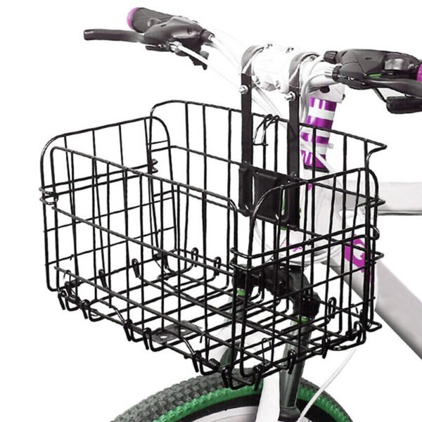 Metal Foldable Bike Basket - Handlebar or Rear Shopping Carrier - Black - Image 7