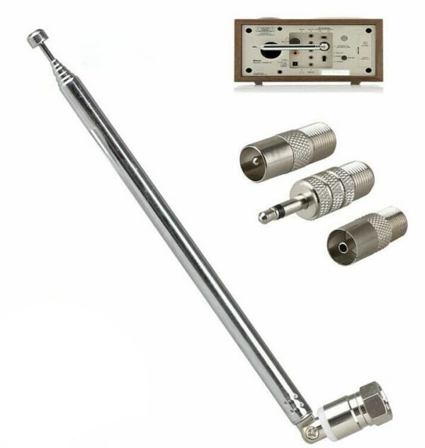 Telescopic DAB FM Radio Aerial with 3 Adapters, HiFi AV Receiver Compatible - Image 2