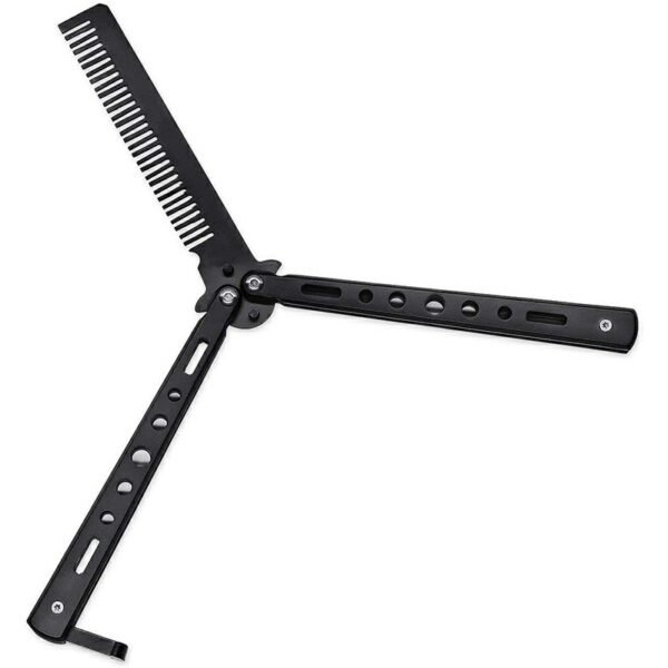 Metal Practice Butterfly Comb Knife Trainer Tool for Outdoor Use - Black - Image 2